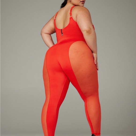 Savage X Fenty Vibrant Blood Orange Cutout  Jumpsuit - Picture 2 of 6